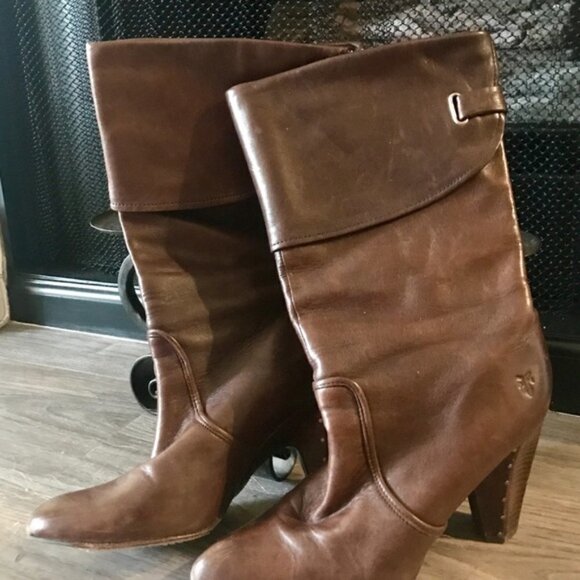 Beautiful Frye Brown Mid Calf Leather Boots! Vintage, Boho Chic! Sz 9.5 - Picture 5 of 7